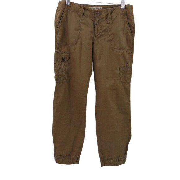 Hei Hei Pants - Hei Hei Anthropologie Green Pants 4 Shadow Stripe Cargo Pockets Low Rise Zipper